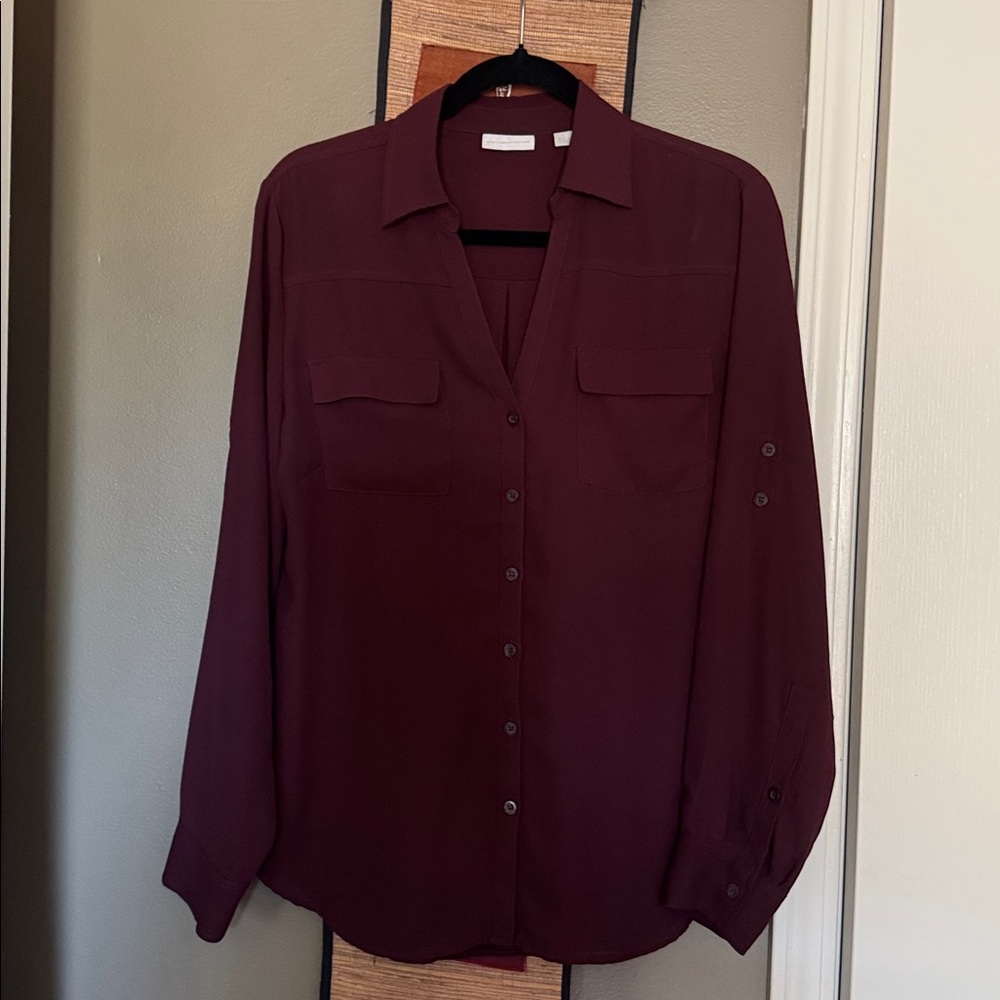 New York & Co long sleeve sheer blouse